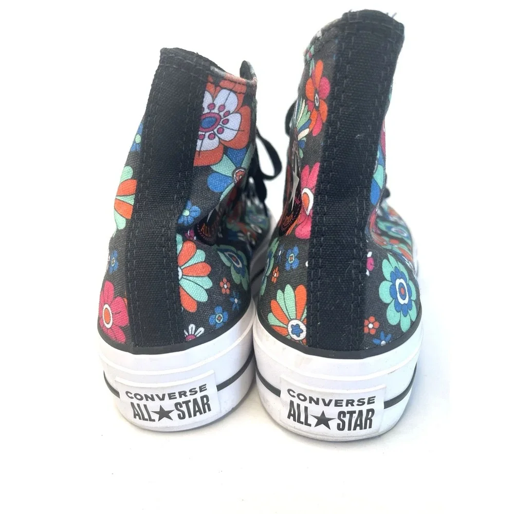 Y2K Black Floral Converse Chuck Taylor All Star‎ Hi Lift Platform Sneaker Size 7